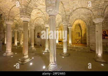 Longobard-Krypta im Kloster San Salvatore di Monte Amiata, Abbadia San Salvatore, Provinz Siena, Italien Stockfoto