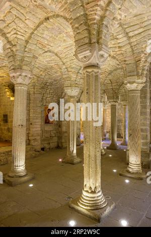 Longobard-Krypta im Kloster San Salvatore di Monte Amiata, Abbadia San Salvatore, Provinz Siena, Italien Stockfoto