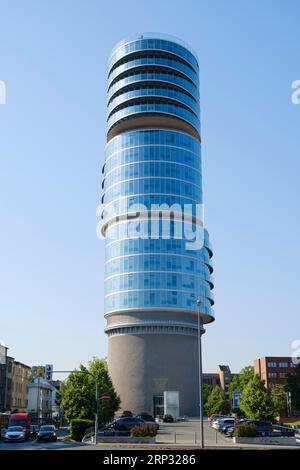 Exzenterhaus, Büroturm auf denkmalgeschütztem Bunker, Bochum, Ruhrgebiet, Nordrhein-Westfalen, Deutschland Stockfoto