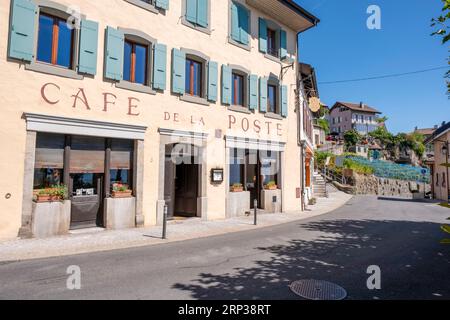 Cafe de la Poste, Chexbres, Kanton Waadt, Schweiz Stockfoto