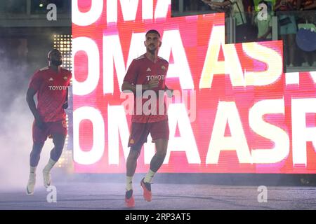 Rom, Italien. September 2023. Lorenzo Pellegrini von AS Roma während des Serie A Tim Spiels zwischen AS Roma und AC Mailand im Stadio Olimpico am 1. September 2023 in Rom, Italien. Quelle: Giuseppe Maffia/Alamy Live News Stockfoto