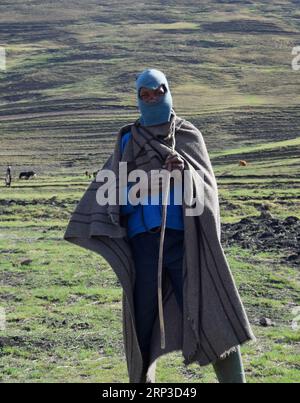 Porträt eines Sotho-Hirten Stockfoto