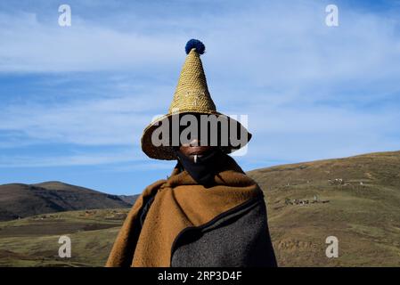 Porträt eines Sotho-Hirten Stockfoto