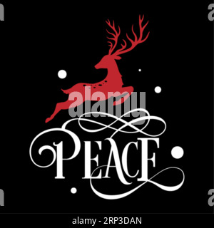 Peace weiß und rot Typografie T-Shirt Design, heiraten weihnachten Typhografie, heiraten weihnachten Typhografie T-Shirt Design, T-Shirt-Design, Chri Stock Vektor