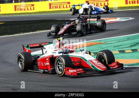 08 BEARMAN Oliver (gbr), Prema Racing, Dallara F2, Action während der 12. Runde der FIA Formula 2 Championship 2023 vom 1. Bis 3. September 2023 auf dem Autodromo Nazionale di Monza in Monza, Italien Stockfoto