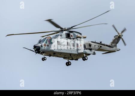 Italienische Luftwaffe - Leonardo HH-101A Caesar, Ankunft in RAF Fairford für die Royal International Air Tattoo 2023. Stockfoto