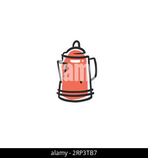 Handgezeichneter Vektor abstrakte Grafik Doodle einfache minimalistische Linien Illustrationen mit Kaffeemaschine, Kaffeegetränke zubereiten. Kaffee-Vektor Stock Vektor