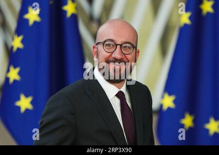 (181018) -- BRÜSSEL, 18. Oktober 2018 -- der belgische Premierminister Charles Michel trifft am 18. Oktober 2018 auf dem Europäischen Rat in Brüssel ein. ) (Jmmn) BELGIEN-BRÜSSEL-EU-GIPFEL ZhengxHuansong PUBLICATIONxNOTxINxCHN Stockfoto