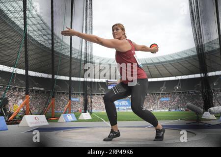 Berlin, Deutschland. September 2023. Athletics, Meeting, ISTAF: Discus Women: Kristin Pudenz von Deutschland im Wettbewerb. Quelle: Michael Kappeler/dpa/Alamy Live News Stockfoto