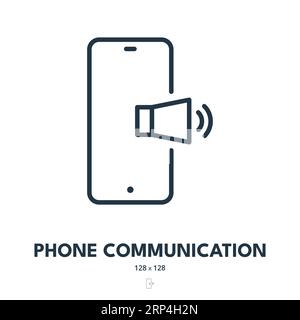 Symbol Für Telefonkommunikation. Smartphone, Mobiltelefon, Anruf. Bearbeitbare Kontur. Symbol „Einfacher Vektor“ Stock Vektor