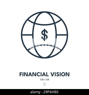 Symbol Financial Vision. Finanzen, Investitionen, Global. Bearbeitbare Kontur. Symbol „Einfacher Vektor“ Stock Vektor