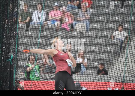 Berlin, Deutschland. September 2023. Athletics, Meeting, ISTAF: Discus Women: Kristin Pudenz von Deutschland im Wettbewerb. Quelle: Michael Kappeler/dpa/Alamy Live News Stockfoto