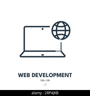 Symbol Web-Entwicklung. Website, Programmierung, Kodierung. Bearbeitbare Kontur. Symbol „Einfacher Vektor“ Stock Vektor