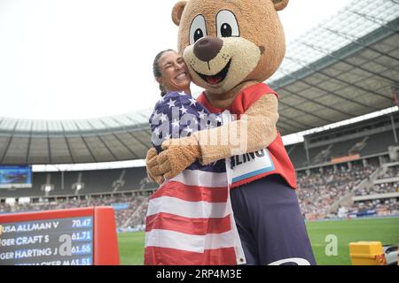 Berlin, Deutschland. September 2023. Athletics, Meeting, ISTAF: Discus Women: Valarie Allman of the USA in Competition. Quelle: Michael Kappeler/dpa/Alamy Live News Stockfoto