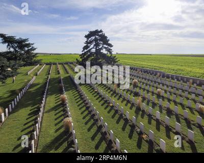 (181112) -- PEKING, 12. November 2018 -- Foto aufgenommen am 6. November 2018 zeigt den chinesischen Friedhof Nolette in Noyelles-sur-Mer, Frankreich. ) (lrz) Xinhua Schlagzeilen: Ungesungene Helden des Ersten Weltkriegs -- chinesische Arbeiter ChenxYichen PUBLICATIONxNOTxINxCHN Stockfoto