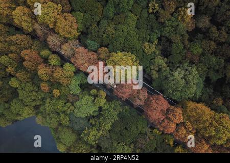 (181113) -- HANGZHOU, 13. November 2018 -- Luftaufnahme vom 13. November 2018 zeigt die frühe Winterlandschaft des Westsees in Hangzhou, der Hauptstadt der ostchinesischen Provinz Zhejiang. ) (Sxk) CHINA-ZHEJIANG-HANGZHOU-WEST SEE-WINTER LANDSCHAFT (CN) HuangxZongzhi PUBLICATIONxNOTxINxCHN Stockfoto