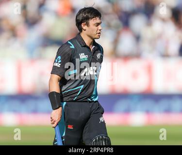 Birmingham, Großbritannien. September 2023. Blackcaps Mark Chapman während des England Men vs New Zealand 3rd Vitality T20 International Match zwischen England und Neuseeland im Edgbaston Cricket Ground, Birmingham, England am 3. September 2023. Foto von Stuart Leggett. Nur redaktionelle Verwendung, Lizenz für kommerzielle Nutzung erforderlich. Keine Verwendung bei Wetten, Spielen oder Veröffentlichungen eines einzelnen Vereins/einer Liga/eines einzelnen Spielers. Credit: UK Sports Pics Ltd/Alamy Live News Stockfoto