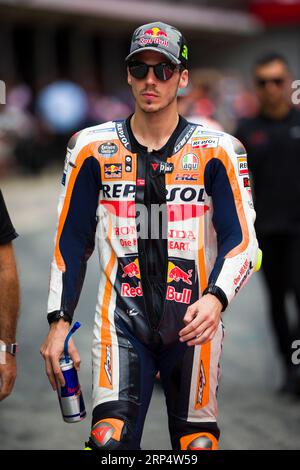 Circuit de Barcelona, Barcelona, Katalonien, Spanien. September 2023. 2023 MotoGP des Catalunya Race Day; Joan mir vom Repsol Honda Team bereitet sich auf das Rennen vor Credit: Action Plus Sports/Alamy Live News Stockfoto