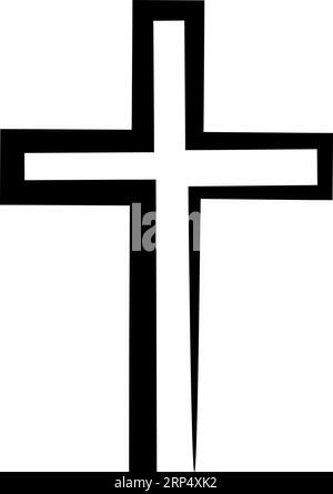 Hand gezeichnetes schwarzes Grunge-Kreuz-Symbol, einfaches christliches Kreuz-Zeichen Stock Vektor