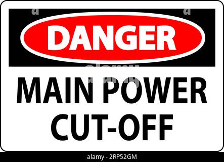 Warnschild „Main Power Cut-Off“ (Hauptstromabschaltung) Stock Vektor