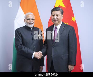 (181130) -- BUENOS AIRES, 30. November 2018 -- der chinesische Präsident Xi Jinping (R) trifft sich mit dem indischen Premierminister Narendra Modi in Buenos Aires, Argentinien, 30. November 2018. ) (Zyd) ARGENTINIEN-BUENOS AIRES-XI JINPING-MODI-MEETING LixXueren PUBLICATIONxNOTxINxCHN Stockfoto