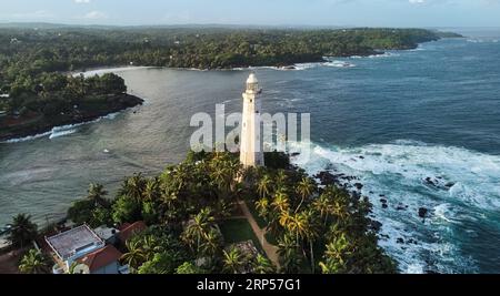 Der Dondra Lighthouse in Sri Lanka aus der Vogelperspektive Stockfoto