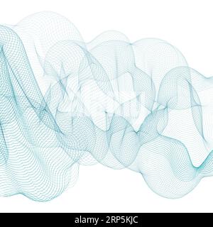 Abstrakte Vektorwelle. Blauer, farbenfroher Hintergrund. Gekrümmte Linien. Stockfoto