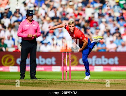 BIRMINGHAM, GROSSBRITANNIEN. September 2023. Luke Wood of England während England Men vs New Zealand - Third Vitality T20 International auf dem Edgbaston Cricket Ground am Sonntag, den 03. September 2023 in BIRMINGHAM ENGLAND. Quelle: Taka Wu/Alamy Live News Stockfoto