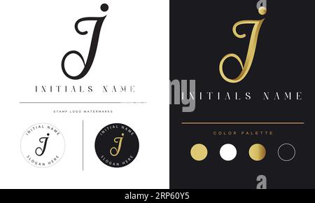 Luxuriöses Initial-J-Monogramm-Logo mit Textbuchstaben Stock Vektor