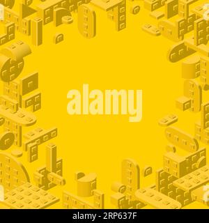 Rahmen aus Kunststoffwürfeln, gelbe Vorlage zur Präsentation. Vektorillustration Stock Vektor