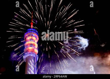 (190101) -- PEKING, 1. Januar 2019 -- Feuerwerk erleuchtet den Himmel über Bagdad, Hauptstadt des Irak, 1. Januar 2019. ) XINHUA FOTOS DES TAGES XINHUA FOTOS DES TAGES KHALILXDAWOOD PUBLICATIONXNOTXINXCHN Stockfoto