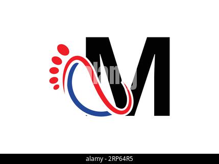 Design-Vektor-Vorlage für das M-Fuß-Logo. Stock Vektor