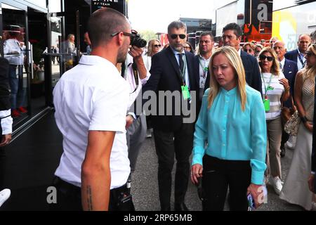 Giorgia Meloni (ITA) italienischer Premierminister während des Rennens am Sonntag, 3. September 2023 FORMEL 1 PIRELLI GRAN PREMIO D’ITALIA 2023 – 1. September bis 3. September Stockfoto