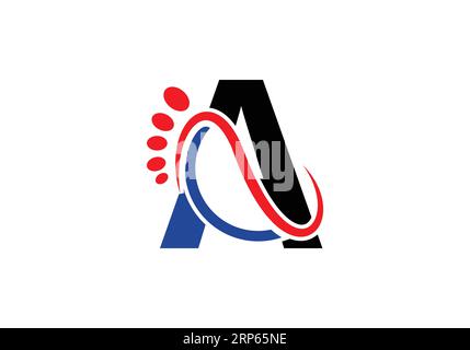 Design-Vektorvorlage für Letter A Foot-Logo. Stock Vektor
