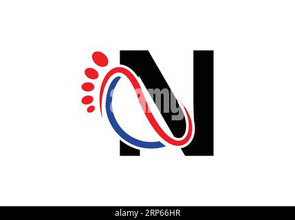 Design-Vektor-Vorlage für Letter N Foot Logo. Stock Vektor