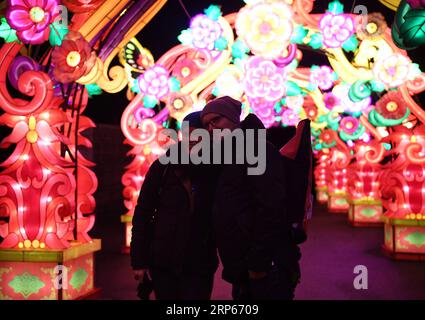 (190103) -- KÖLN (DEUTSCHLAND), 3. Januar 2019 -- am 3. Januar 2019 besuchen Menschen das China Light Festival im Kölner Zoo. Das Festival findet hier statt und präsentiert mehr als 50 Lichter vom 8. Dezember 2018 bis 20. Januar 2019. ) DEUTSCHLAND-KÖLN-CHINA LIGHT FESTIVAL LuxYang PUBLICATIONxNOTxINxCHN Stockfoto