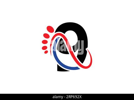 Letter 9 Fuß Logo Design Vektor Vorlage. Stock Vektor