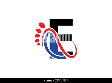 Vektorvorlage für das Design des „Letter E Foot“-Logos. Stock Vektor