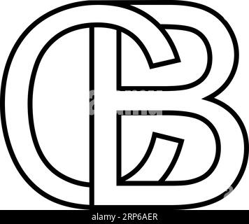 Logo-Zeichen bc, cb-Symbol-Zeichen zwei ineinander verschachtelte Buchstaben B, C Stock Vektor