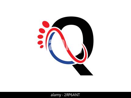 Letter Q Foot Logo Design Vektor-Vorlage. Stock Vektor