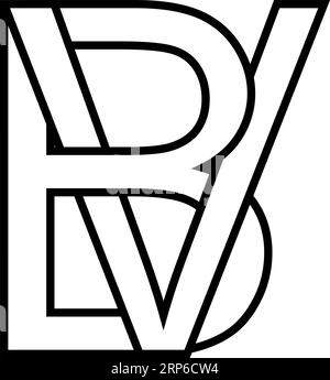 Logo-Zeichen bv, vb-Symbol-Zeichen zwei ineinander verschachtelte Buchstaben b, V Stock Vektor