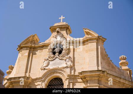 Detail der Kirche unserer Lieben Frau vom Sieg, erste Kirche in Valletta, Malta gebaut Stockfoto