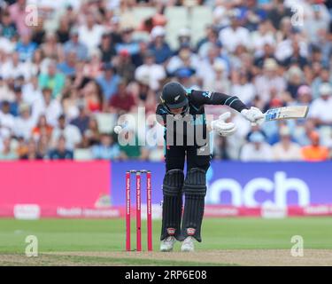 Birmingham, Großbritannien. September 2023. *** Während des England Men vs New Zealand 3rd Vitality T20 International Match zwischen England und Neuseeland am 3. September 2023 im Edgbaston Cricket Ground in Birmingham, England. Foto von Stuart Leggett. Nur redaktionelle Verwendung, Lizenz für kommerzielle Nutzung erforderlich. Keine Verwendung bei Wetten, Spielen oder Veröffentlichungen eines einzelnen Vereins/einer Liga/eines einzelnen Spielers. Credit: UK Sports Pics Ltd/Alamy Live News Stockfoto