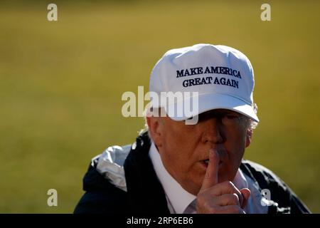 News Bilder des Tages 190110 -- WASHINGTONaJan. 10, 2019 -- USA Präsident Donald Trump spricht mit Reportern, bevor er am 10. Januar 2019 das Weiße Haus in Washington, D.C., USA verlässt. Ting Shenääaa aÖU.S.-WASHINGTON D.C.- ein PUBLICATIONxNOTxINxCHN Stockfoto