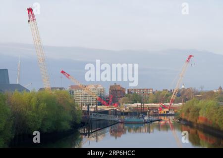 Neue Partick Brücke wird gebaut, um Govan über den Fluss Clyde zu verbinden Stockfoto