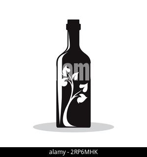 Symbol für die Weinflasche. Schwarze Silhouette der Flasche. Form einer Weinflasche. Vektorillustration. Stock Vektor