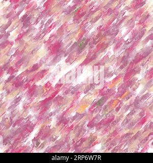 Abstrakte, mehrfarbige Pinselstriche mit Reflexion. Rote, beige, orange und grüne Farben auf weißem Hintergrund. Nahtloses Muster. Stockfoto