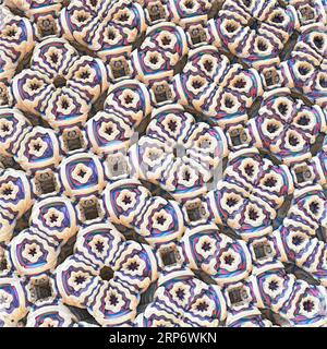 Abstrakte Oberfläche mit 3D-Muster, hellbeige, blau und rosa Farben. 3D-Abbildung, 3D-Rendering Stockfoto