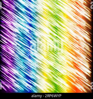 Regenbogenfarbener vertikaler Verlauf mit transpatenten diagonalen Streifen, Spritzeffekt Stockfoto