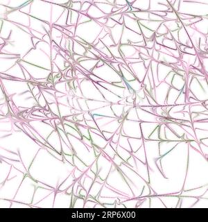 Mehrfarbige chaotische dünne Linien, abstrakter Hintergrund. Flüssige Textur. Nahtloses Muster. Rosa, Grün und Blau auf weißem Hintergrund. Stockfoto